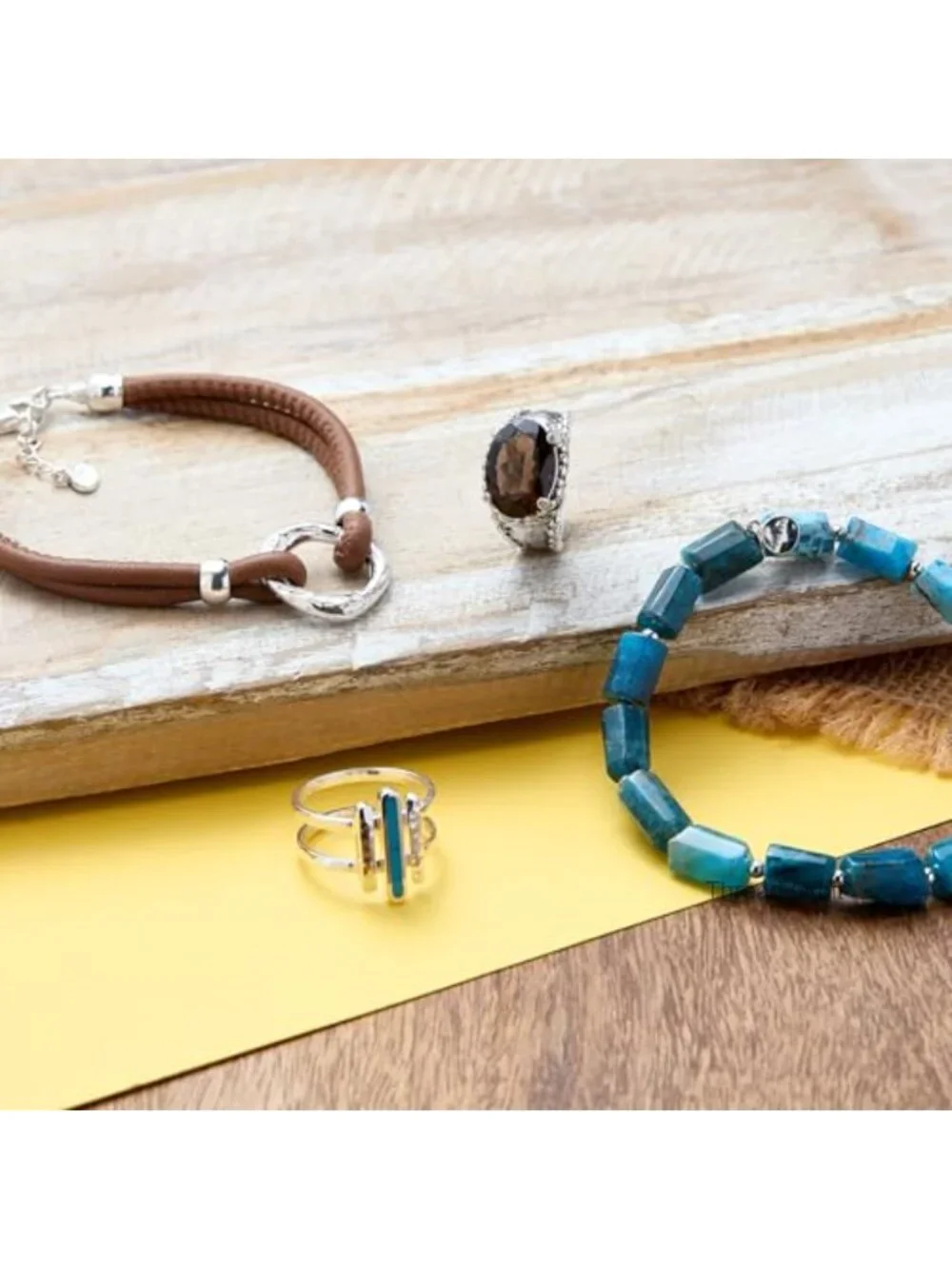 Compressed Turquoise Three-Bar Ring in Sterling Silver, Statement
